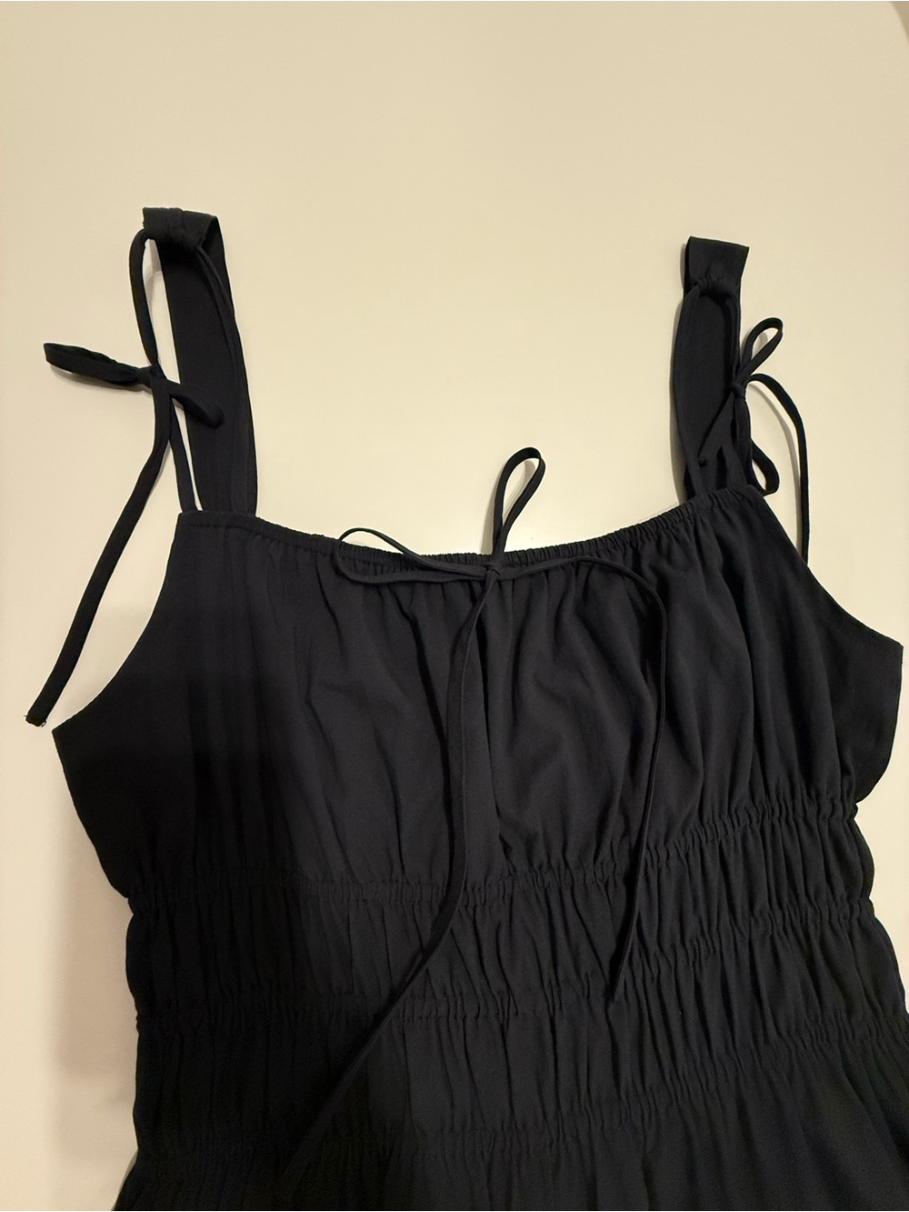 Petal & Pup Ione Maxi Dress Black Smocked Tie Strap Cotton NWT Size M - Picture 10 of 11